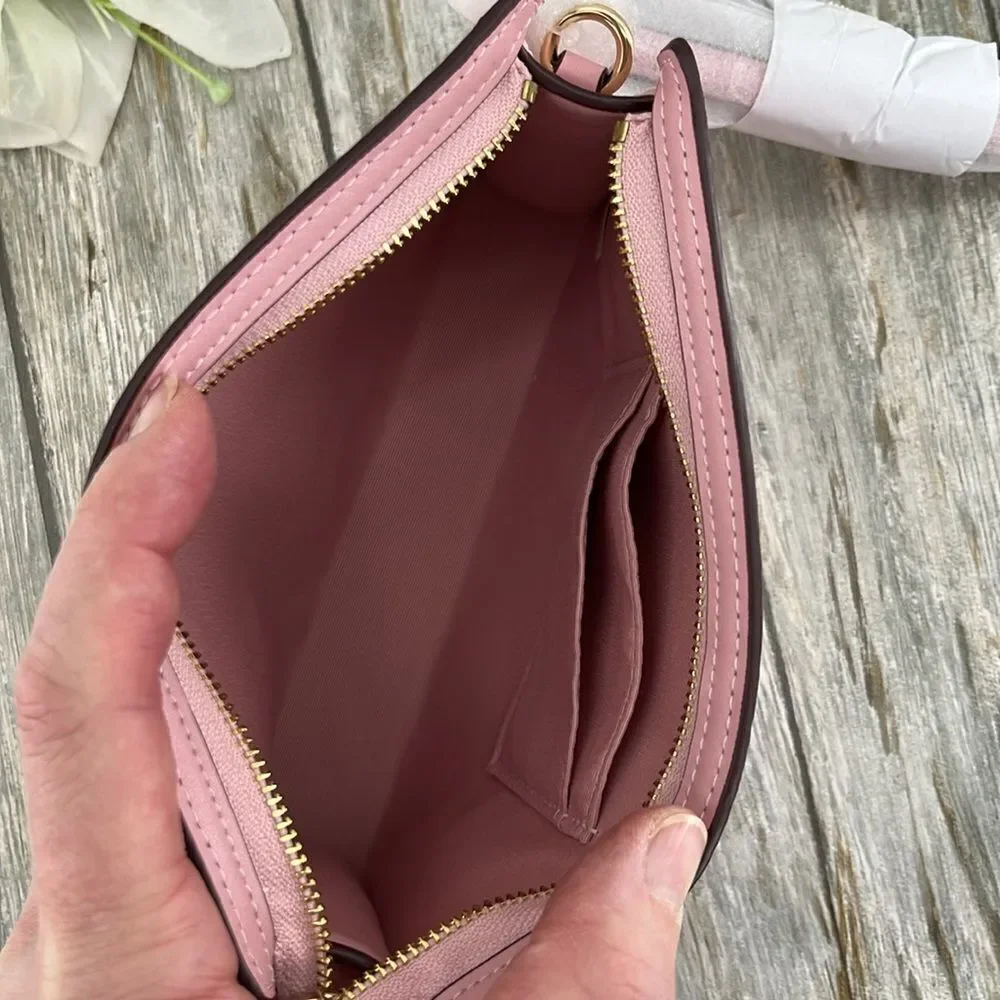 Coach Limited Slim Crossbody Bag In Signature Canvas Powder Pink Purse